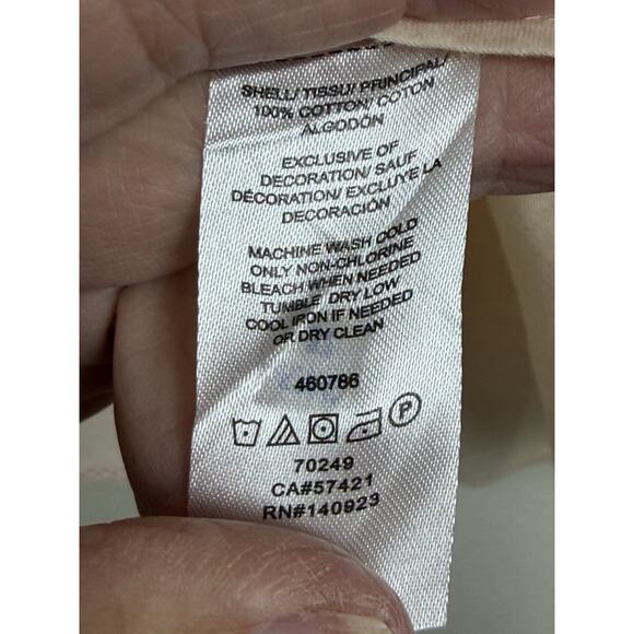 Loft Women’s Blouse Top Tunic M Pale Peach Long Sleeve Crochet Embroidered - Picture 13 of 13